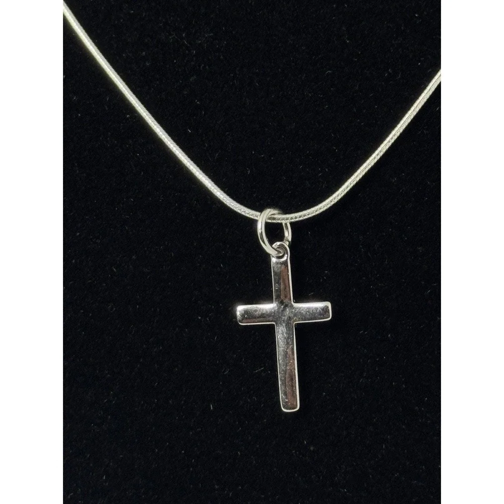 Cadena Tejido Laso Finita Con dije de Cruz De Plata 925 - 21 Inch